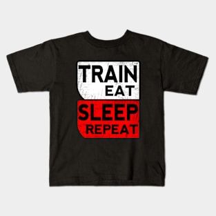 Train Eat Sleep Repeat Kids T-Shirt